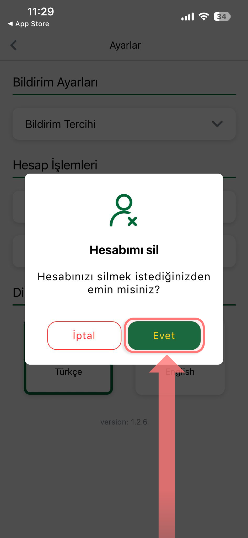 FixCharge hesap silme adım 04: Silme İşlemini Onaylayın